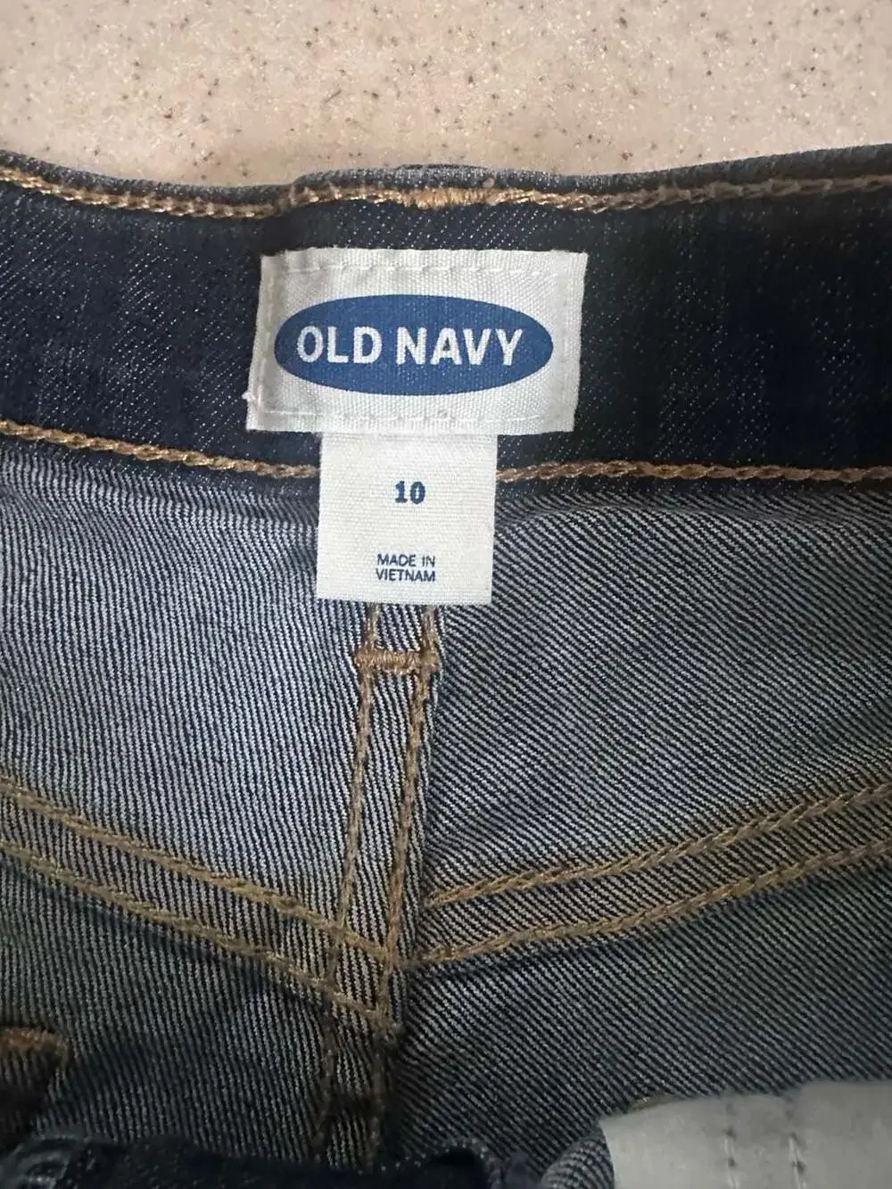 Old Navy Girls Dark Wash Denim Jean Shorts with Cuffed Raw Hem, Size 10